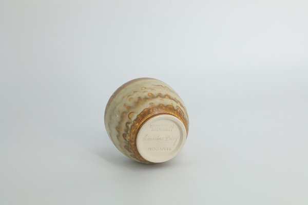 Small Mid-Century Scandinavian Modern Collectible Beige Stoneware Vase by Gunnar Borg for Höganäs Keramik, 1960s-ZAA-1779506