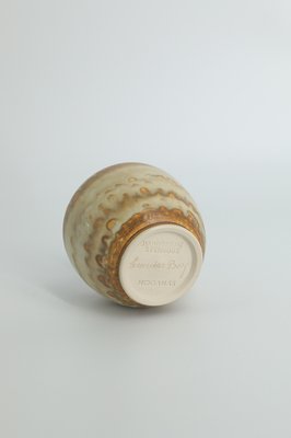 Small Mid-Century Scandinavian Modern Collectible Beige Stoneware Vase by Gunnar Borg for Höganäs Keramik, 1960s-ZAA-1779506