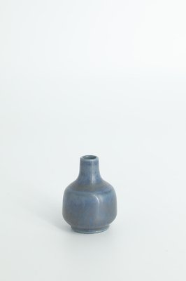 Small Mid-Century Scandinavian Modern Collectible Blue & Brown Stoneware Vase by Gunnar Borg for Gunnars Keramik Höganäs, 1960s, Set of 4-ZAA-1795544