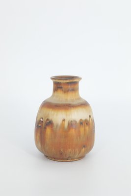 Small Mid-Century Scandinavian Modern Collectible Brown Stoneware Vase by Gunnar Borg for Höganäs Ceramics, 1960s-ZAA-1785132