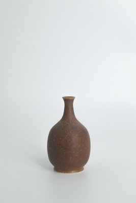 Small Mid-Century Scandinavian Modern Collectible Brown Stoneware Vases by Gunnar Borg for Höganäs Ceramics, 1960s, Set of 4-ZAA-1795623