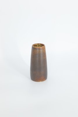 Small Mid-Century Scandinavian Modern Collectible Chocolate Stoneware Vase by Gunnar Borg for Höganäs Ceramics, 1960s-ZAA-1785149