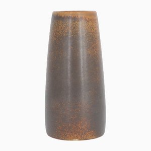 Small Mid-Century Scandinavian Modern Collectible Chocolate Stoneware Vase by Gunnar Borg for Höganäs Ceramics, 1960s-ZAA-1785149