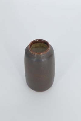 Small Mid-Century Scandinavian Modern Collectible Dark Chocolate Stoneware Vase by Gunnar Borg for Höganäs Ceramics, 1960s-ZAA-1784160