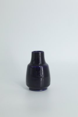 Small Mid-Century Scandinavian Modern Collectible Dark Navy Blue Stoneware Vase by Gunnar Borg for Höganäs Keramik, 1960s-ZAA-1780052