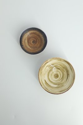 Small Mid-Century Scandinavian Modern Collectible Glazed Brown Stoneware Bowls by Gunnar Borg for Höganäs Keramik, 1960s, Set of 2-ZAA-1800483