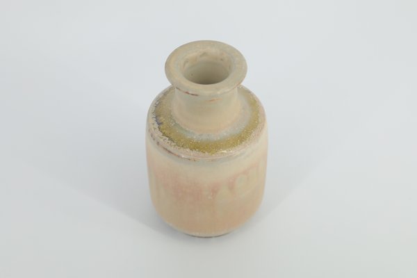 Small Mid-Century Scandinavian Modern Collectible Sand Stoneware Vase by Gunnar Borg for Höganäs Ceramics, 1960s-ZAA-1784201