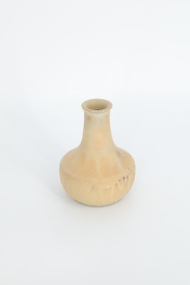 Small Mid-Century Scandinavian Modern Collectible Sandy Brown Stoneware Vase by Gunnar Borg for Höganäs Ceramics, 1960s-ZAA-1785116