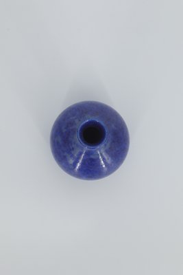 Small Mid-Century Scandinavian Modern Collectible Sapphire Stoneware Vase No. 14-11-2000 by Gunnar Borg for Höganäs Ceramics, 1960s-ZAA-1784100