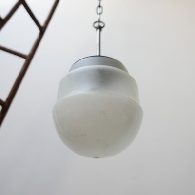 Small Mid-Century Two-Tone Opaline and White Glass Pendant Lamp-JRP-943795