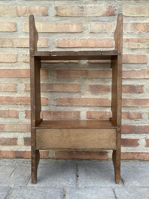 Small Mid-Century Walnut Wall Shelf with One Drawer, 1960s-NOU-881039