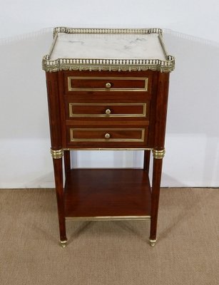 Small Middle and Marble Mahogany Side Table with Drawers in the Style of Louis XVI, 1900s-RVK-1312993