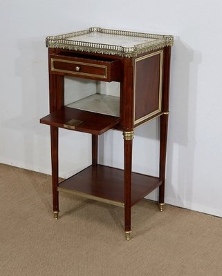 Small Middle and Marble Mahogany Side Table with Drawers in the Style of Louis XVI, 1900s-RVK-1312993