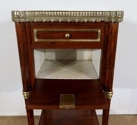 Small Middle and Marble Mahogany Side Table with Drawers in the Style of Louis XVI, 1900s-RVK-1312993