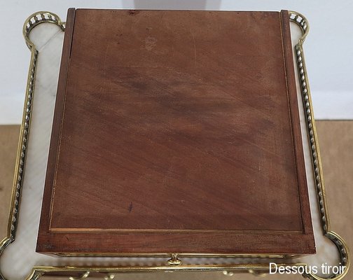 Small Middle and Marble Mahogany Side Table with Drawers in the Style of Louis XVI, 1900s-RVK-1312993