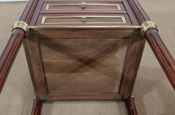 Small Middle and Marble Mahogany Side Table with Drawers in the Style of Louis XVI, 1900s-RVK-1312993