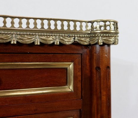 Small Middle and Marble Mahogany Side Table with Drawers in the Style of Louis XVI, 1900s-RVK-1312993