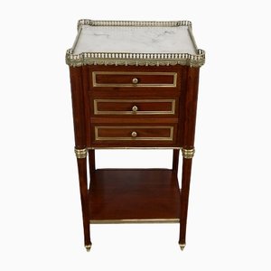 Small Middle and Marble Mahogany Side Table with Drawers in the Style of Louis XVI, 1900s-RVK-1312993