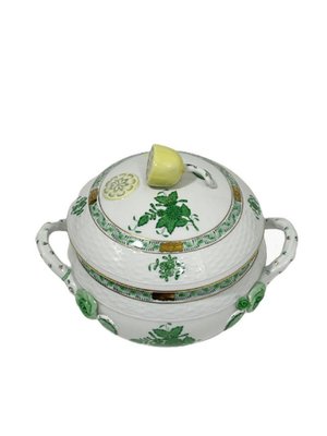 Small/Mini Green Porcelain Chinese Bouquet Apponyi Tureen with Handles from Herend Hungary-UCH-1224419