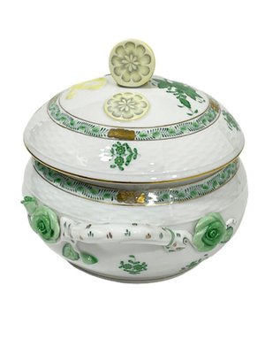 Small/Mini Green Porcelain Chinese Bouquet Apponyi Tureen with Handles from Herend Hungary-UCH-1224419