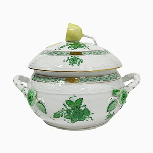 Small/Mini Green Porcelain Chinese Bouquet Apponyi Tureen with Handles from Herend Hungary-UCH-1224419