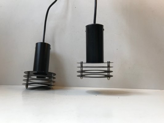 Small Minimalist Black Pendant Lamps from Lyfa, Denmark 1970s, Set of 2-LCR-666525