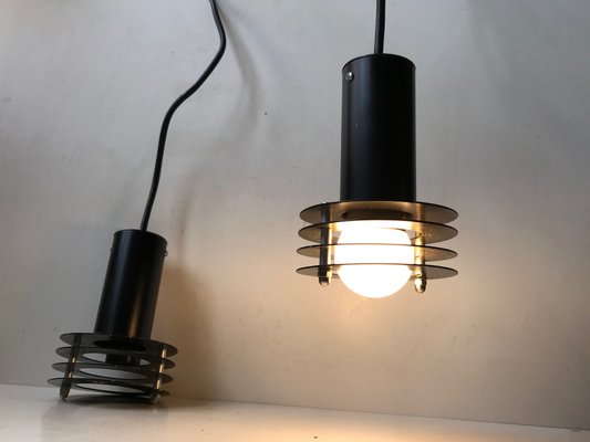 Small Minimalist Black Pendant Lamps from Lyfa, Denmark 1970s, Set of 2-LCR-666525