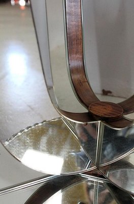 Small Mirrored Glass & Walnut Side Table, 1940s-RVK-777743