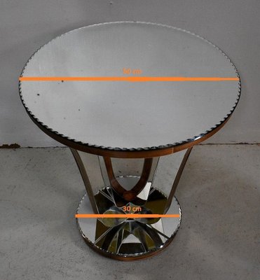 Small Mirrored Glass & Walnut Side Table, 1940s-RVK-777743