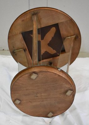 Small Mirrored Glass & Walnut Side Table, 1940s-RVK-777743