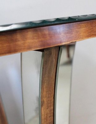 Small Mirrored Glass & Walnut Side Table, 1940s-RVK-777743