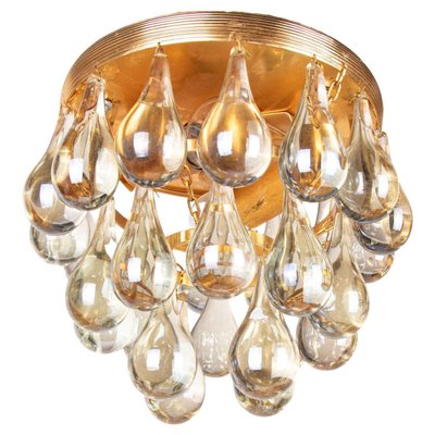 Small Murano Glass Tear Drop Flush Mount Chandelier from Palwa, Germany, 1960s-DEK-1346627