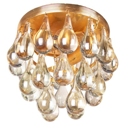 Small Murano Glass Tear Drop Flush Mount Chandelier from Palwa, Germany, 1960s-DEK-1346627