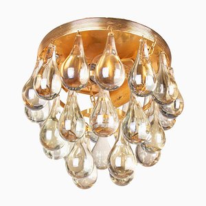 Small Murano Glass Tear Drop Flush Mount Chandelier from Palwa, Germany, 1960s-DEK-1346627