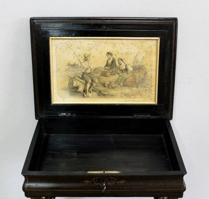 Small Napoleon III Period Lacquered Wooden Work Table, Mid 19th Century-RVK-1100594