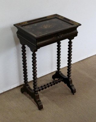 Small Napoleon III Period Lacquered Wooden Work Table, Mid 19th Century-RVK-1100594