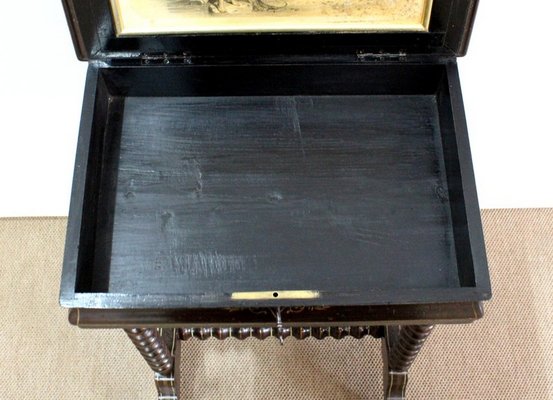 Small Napoleon III Period Lacquered Wooden Work Table, Mid 19th Century-RVK-1100594