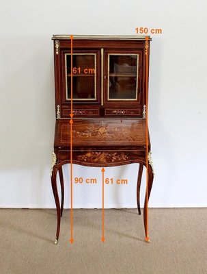 Small Napoleon III Secretaire with Showcase, Mid-19th Century-RVK-978472