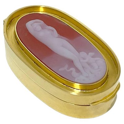 Small Oval Dutch Silver Gold Plated Box with a Scene of the Birth of Venus, 1980s-UCH-1396253