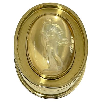 Small Oval Dutch Silver Gold Plated Box with a Scene of the Goddess of Victory, 1980s-UCH-1396254