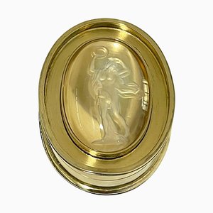 Small Oval Dutch Silver Gold Plated Box with a Scene of the Goddess of Victory, 1980s-UCH-1396254