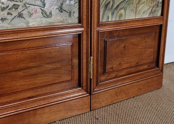 Small Painted Silk & Solid Walnut Screen, 1900-RVK-1186352