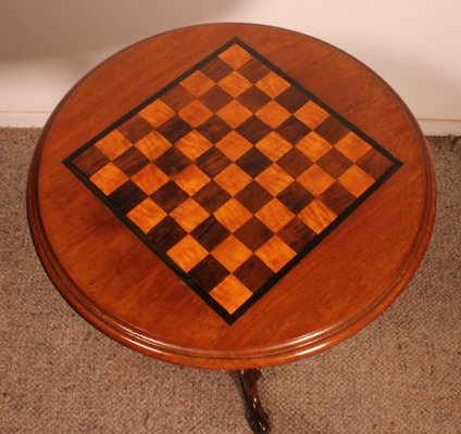 Small Pedestal Table with Checkerboard Top-HPU-2033770