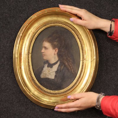 Small Portrait of a Woman, 19th-Century, Oil on Canvas, Framed-RP-1289530