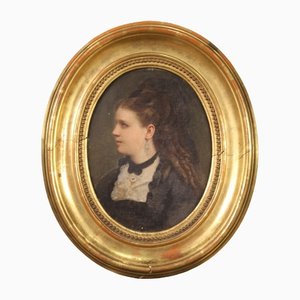 Small Portrait of a Woman, 19th-Century, Oil on Canvas, Framed-RP-1289530