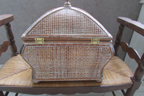 Small Rattan and Wood Toy Box, 1980s-RDN-2028984