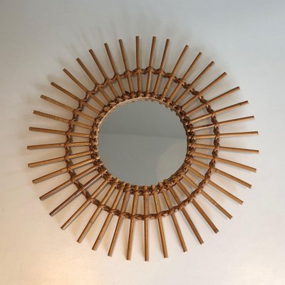 Small Rattan Mirror, 1970s-BA-1573467