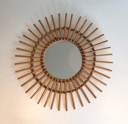 Small Rattan Mirror, 1970s-BA-1573467