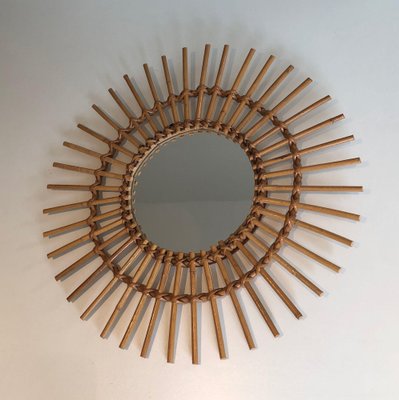 Small Rattan Mirror, 1970s-BA-1573467