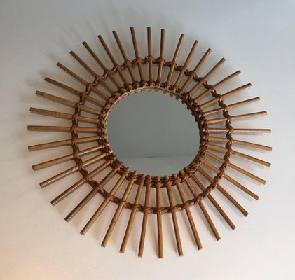 Small Rattan Mirror, 1970s-BA-1573467